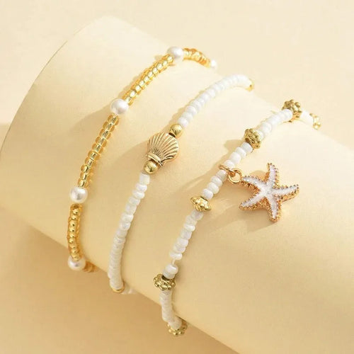 Bracelet de Cheville Bohème – Coquillage Doré